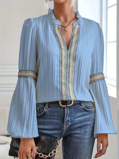 Bluse mit Zierborte | Ballonärmel | Strukturierter Stoff