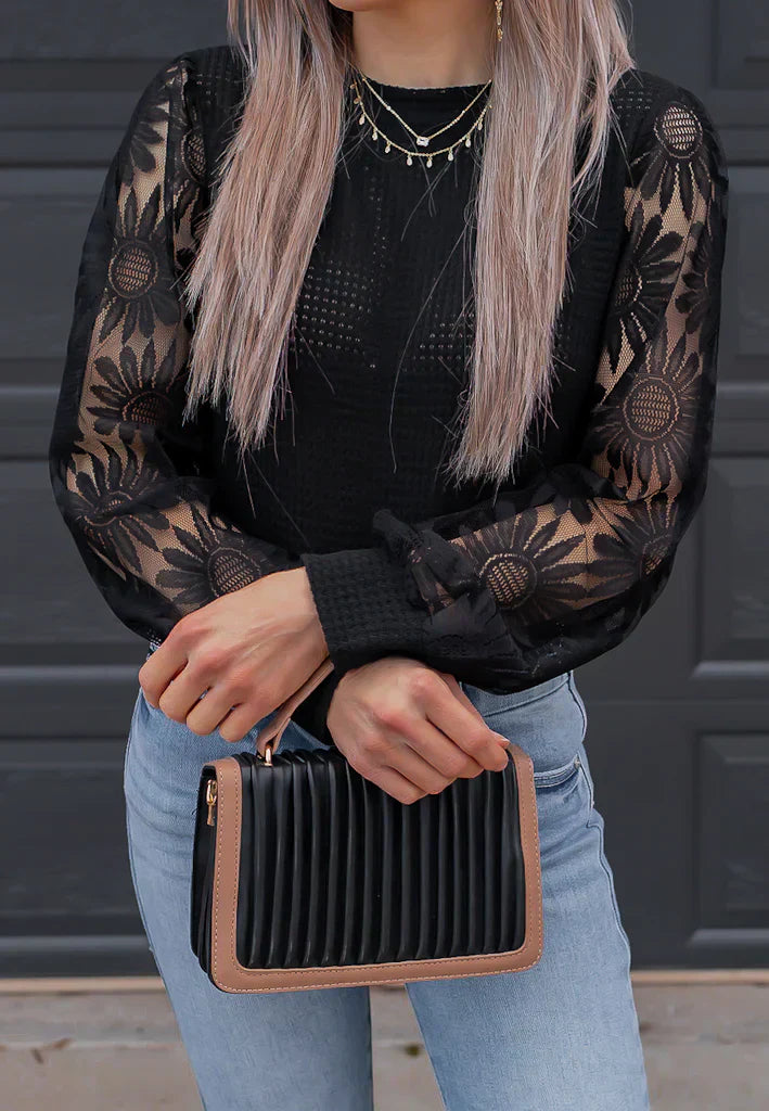 Pullover mit Blumenärmeln | Strukturstrick | Femininer Look