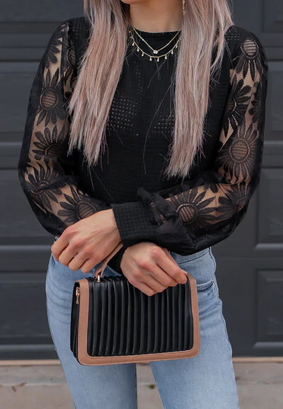 Pullover mit Blumenärmeln | Strukturstrick | Femininer Look