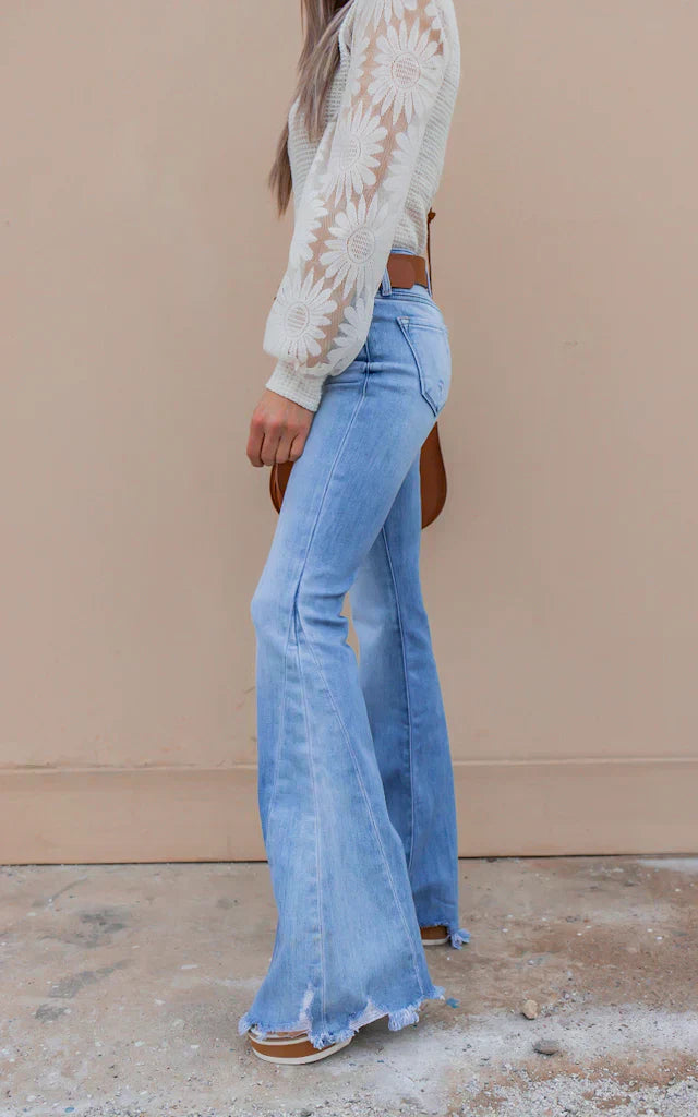 Pullover mit Blumenärmeln | Strukturstrick | Femininer Look