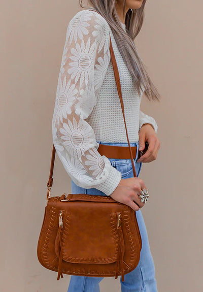 Pullover mit Blumenärmeln | Strukturstrick | Femininer Look