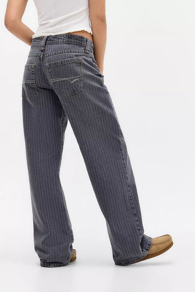 Nadelstreifen Low Waist Jeans