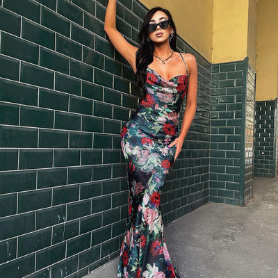 Maxikleid mit Spaghettiträgern | Florales Muster | Elegante Silhouette