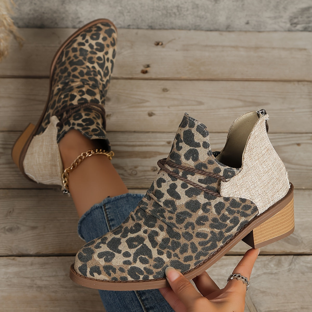 Ankle Boots mit Animal-Print | Blockabsatz | Lässig & Ausdrucksstark