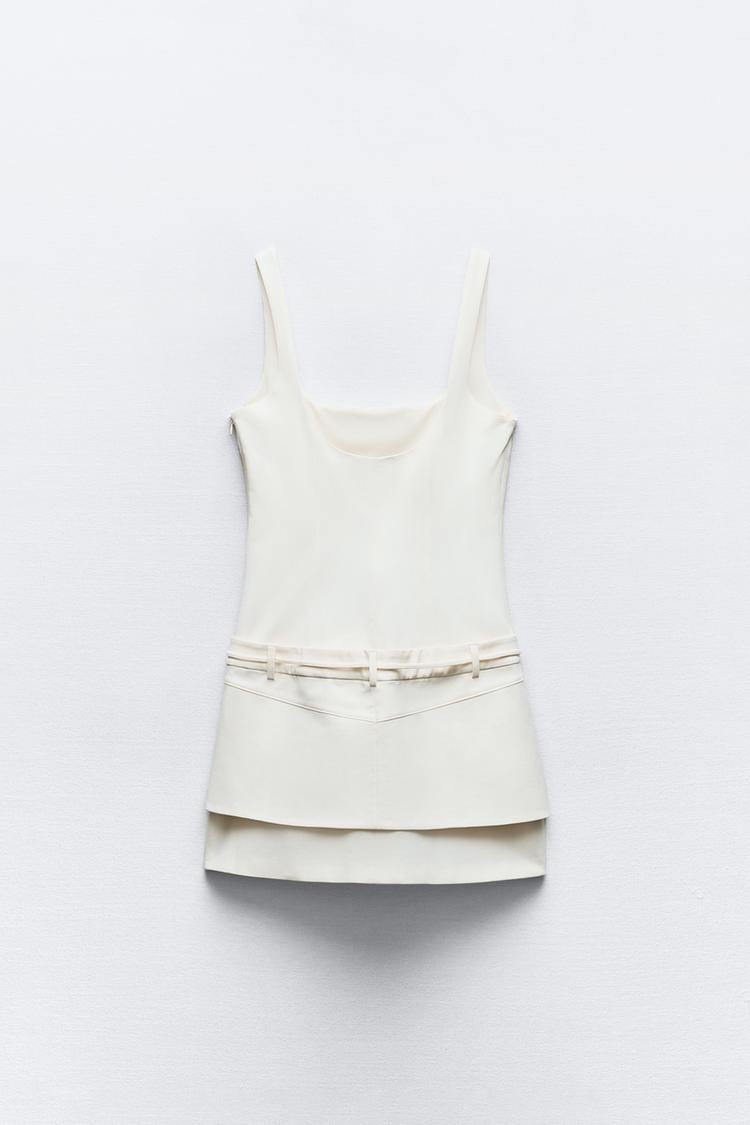 Mini-Kleid mit Layering-Effekt | Quadratischer Ausschnitt | Elegante Details