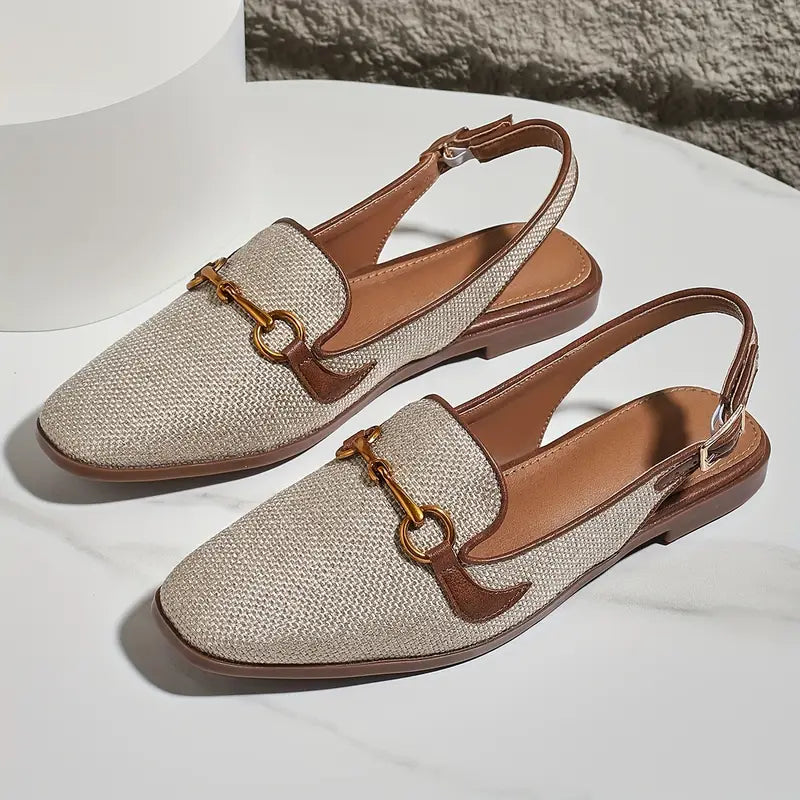 Slingback-Loafer mit Zierschnalle | Strukturgewebe | Eleganter City-Style