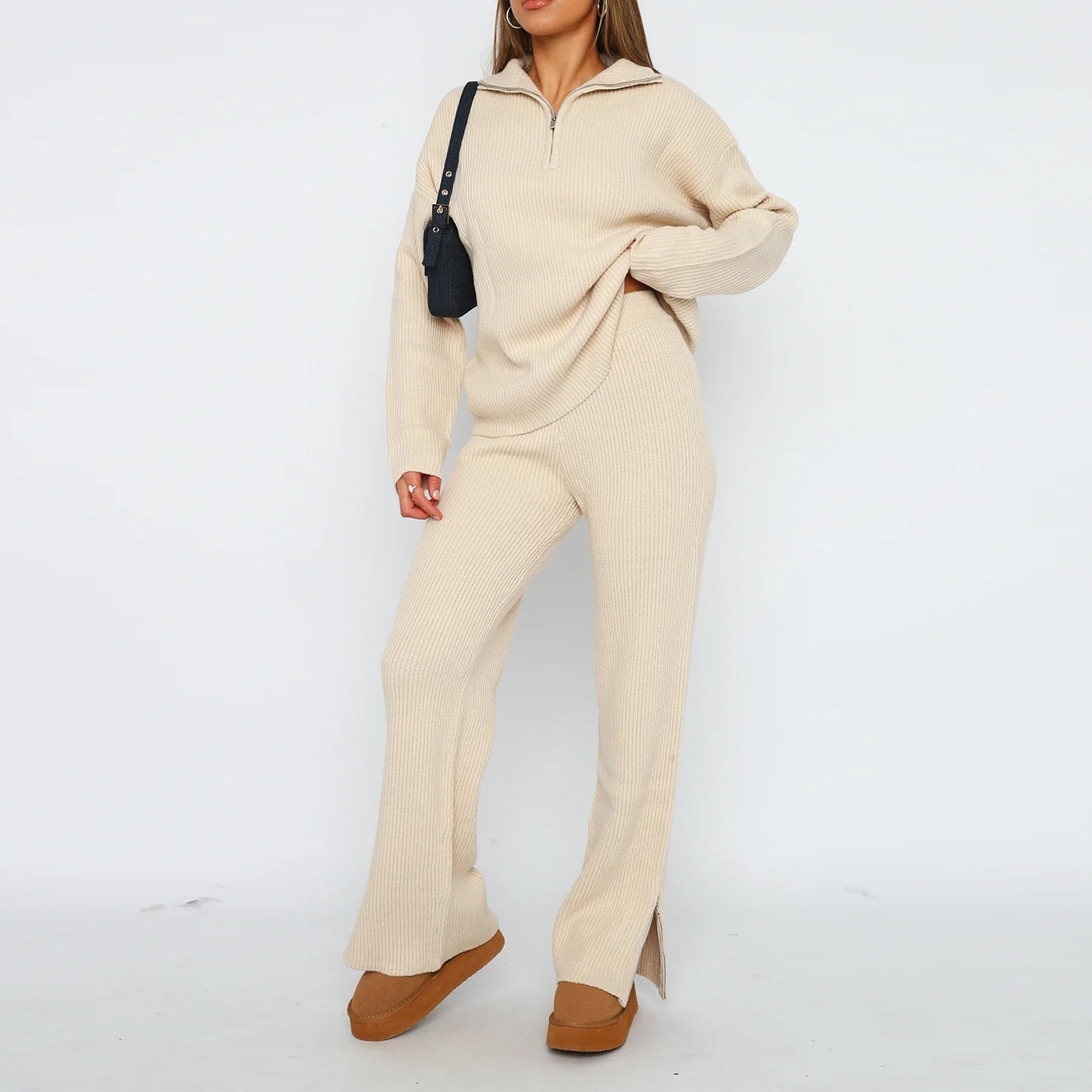 Zweiteiliges Strick-Set | Gemütlich & Stilvoll | Gerippter Look