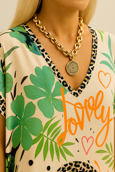 Winika – Locker sitzendes Kleid mit V-Ausschnitt