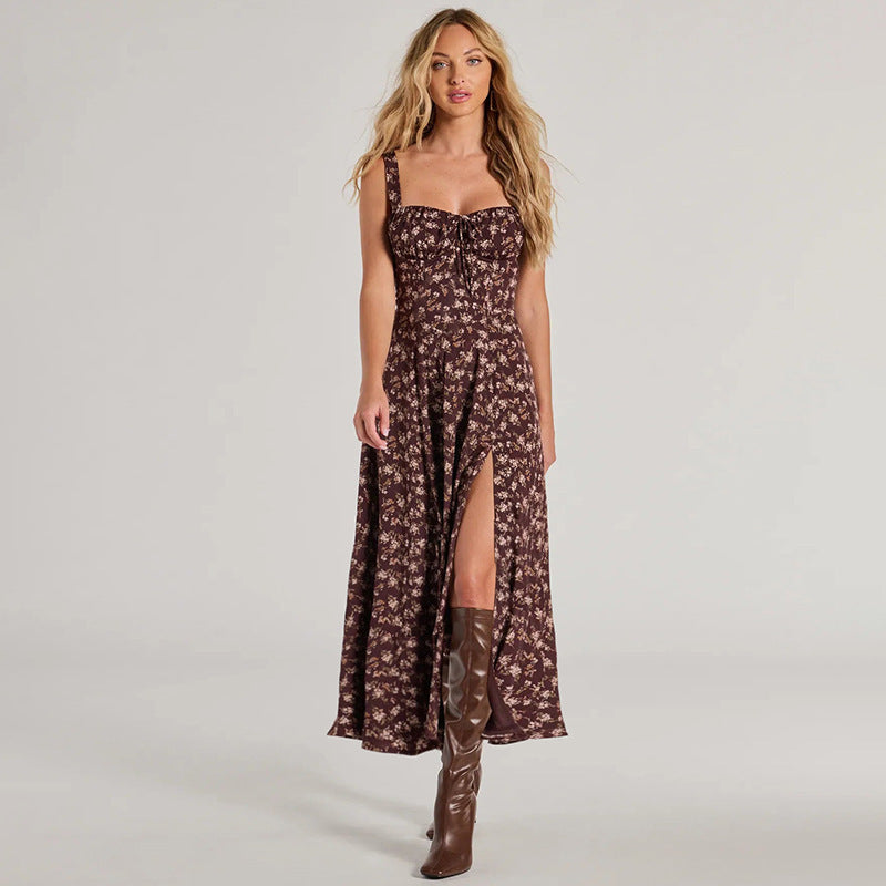 Freya | Langes Blumenkleid mit Trägern