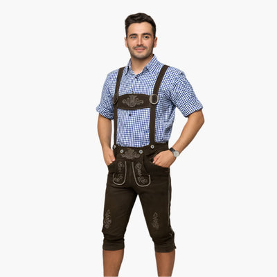 Bestickte Kniebund-Lederhose für Herren - Oktoberfest 2025