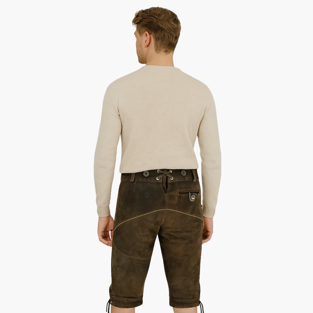 Bestickte Lederhose Kniebund für Herren - Oktoberfest 2025