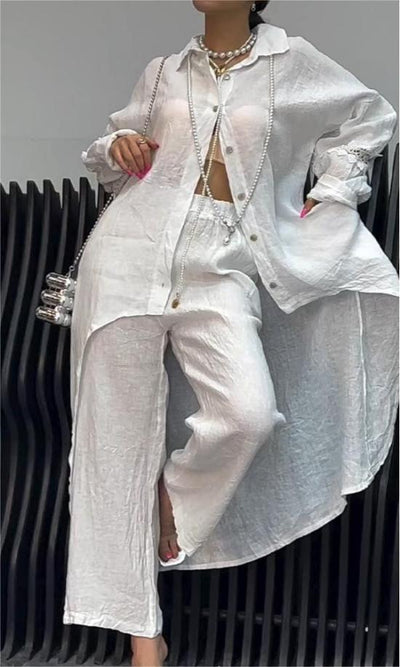 Lange Bluse und Hose im 2er-Set