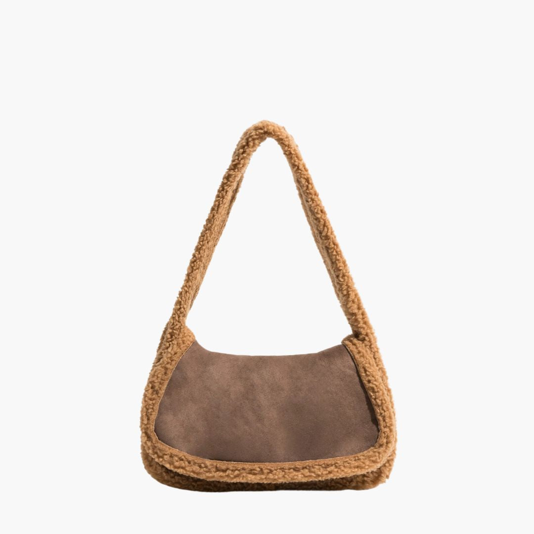 Schultertasche mit Teddy-Futter | Weicher Griff | Trendig und Kuschelig