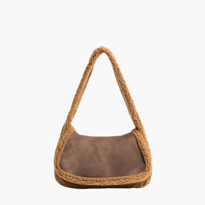 Schultertasche mit Teddy-Futter | Weicher Griff | Trendig und Kuschelig