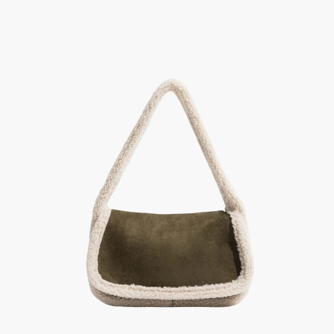 Schultertasche mit Teddy-Futter | Weicher Griff | Trendig und Kuschelig