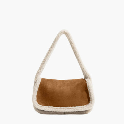 Schultertasche mit Teddy-Futter | Weicher Griff | Trendig und Kuschelig