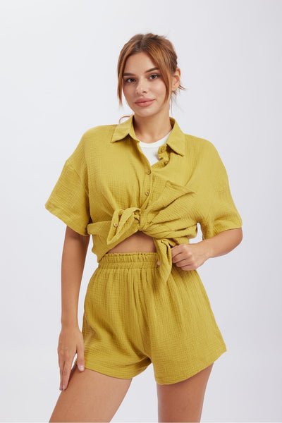 Zweiteiler aus Strukturstoff | Sommerlicher Komfort | Lässiger Freizeitlook