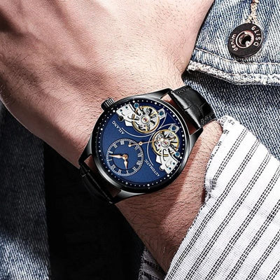 Doppeltourbillon Leuchtende Mechanische Herrenuhr