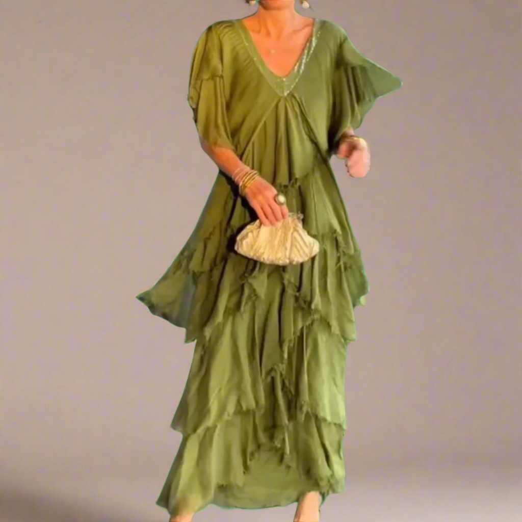 Maresilda | Elegantes Maxi-Kleid mit V-Ausschnitt