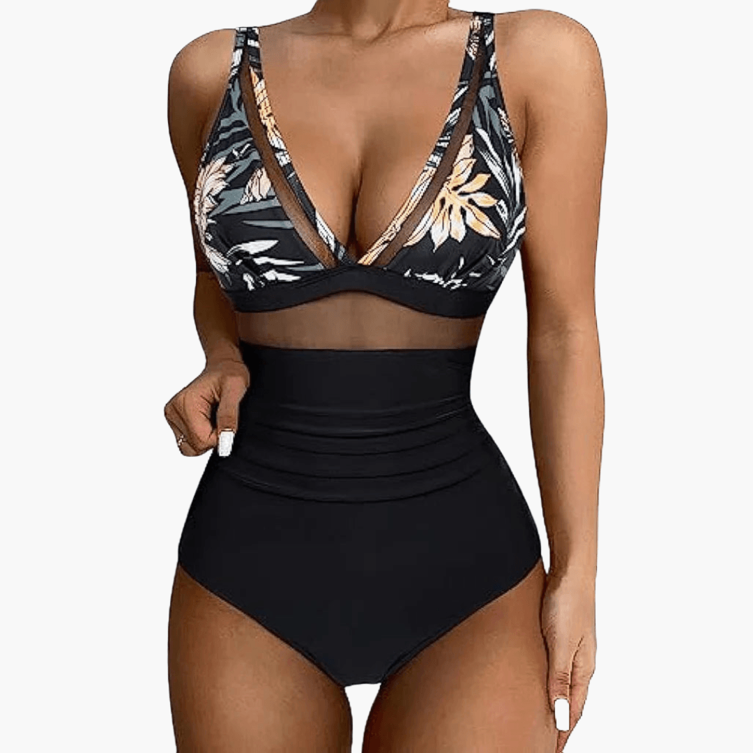 Badeanzug mit Mesh für Damen – sexy Einteiler High Waist