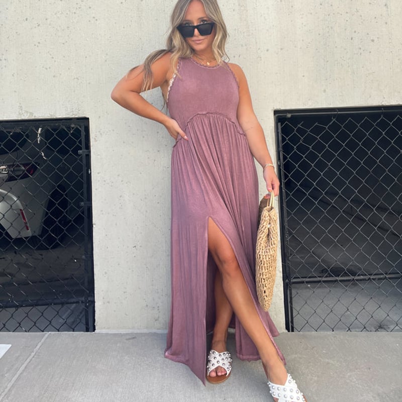 NovaStyle™ | Schlitz Lässig Einfach Lose Maxi Langes Kleid