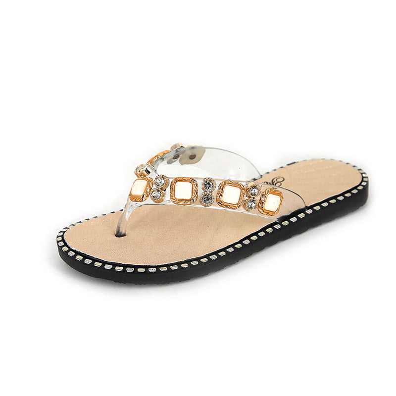 Damen Elegante Zehentrenner mit funkelnden Verzierungen Fudus