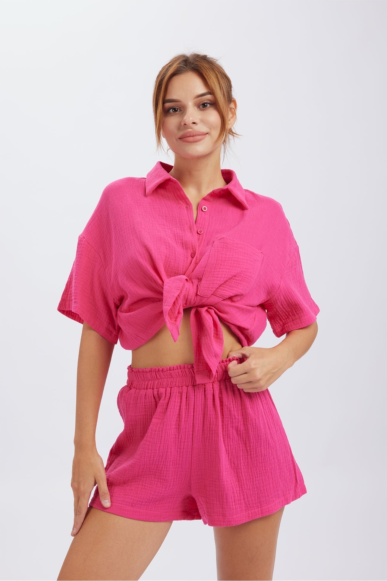 Zweiteiler aus Strukturstoff | Sommerlicher Komfort | Lässiger Freizeitlook