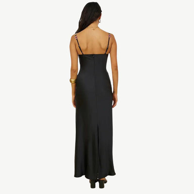 Delfi | Besticktes Damen-Maxikleid mit Seitenschlitz