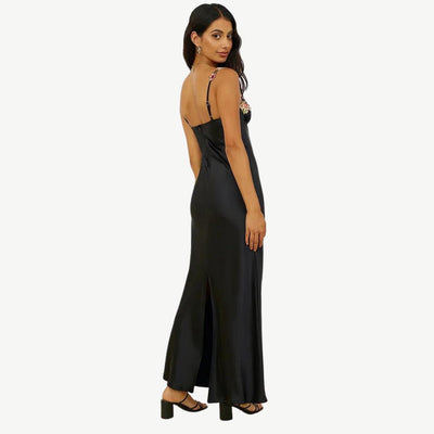 Delfi | Besticktes Damen-Maxikleid mit Seitenschlitz