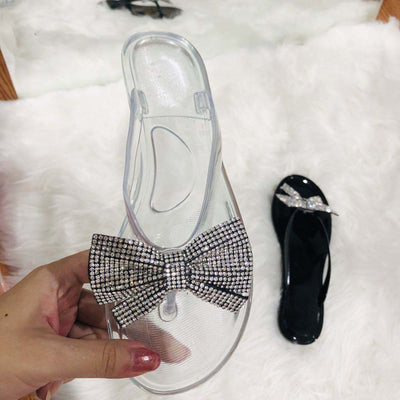 Damen Glamouröse Slippers mit funkelndem Schleifen-Design Fudus