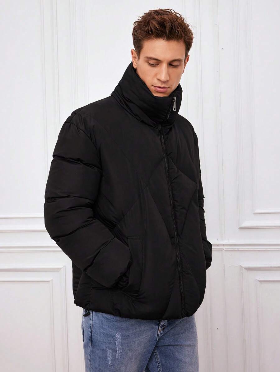 Steppjacke mit hohem Kragen | Reißverschluss | Warm und Modern