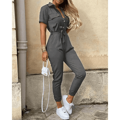 Jumpsuit mit Streifen | Taillengürtel | Dynamischer Freizeitstil