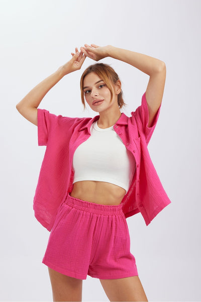 Zweiteiler aus Strukturstoff | Sommerlicher Komfort | Lässiger Freizeitlook