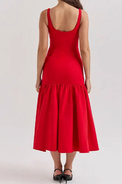 Mirabel™ - Ärmelloses U-Ausschnitt Rüschenkleid Midi