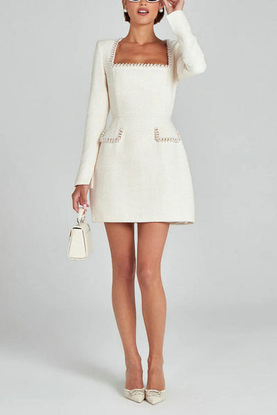 Lucilyn - Festliches Kleid Damen U-Ausschnitt Perlen