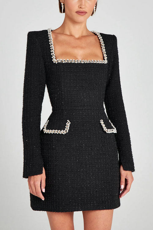 Lucilyn - Festliches Kleid Damen U-Ausschnitt Perlen