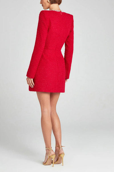 Lucilyn - Festliches Kleid Damen U-Ausschnitt Perlen