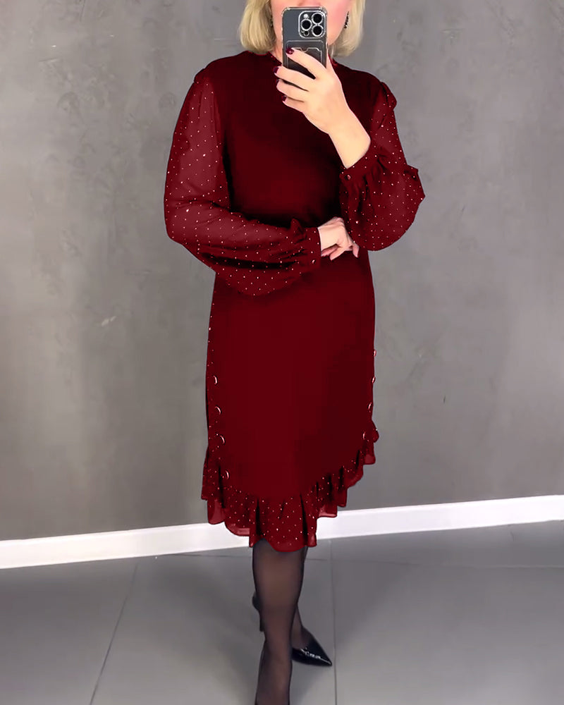 ELIANA | Elegantes Kleid mit transparenten Ärmeln und schmeichelhafter Schnitt für Herbstanlässe