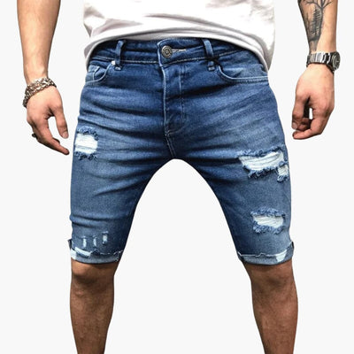 Herren Jeansshorts mit Raw Saum und Slim Fit Passform