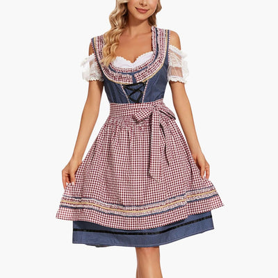 Kariertes Dirndl kleid für Damen - Oktoberfest 2025