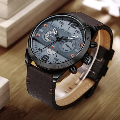 Luxus Chronograph mit Lederarmband – Sport Edition