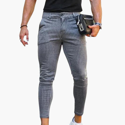 Herren Chinohose mit Stretchbund und gestreiftem Sommerstoff