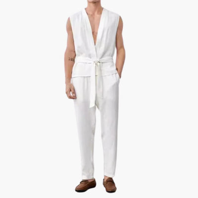 Herren Sommer Set mit ärmelligem Top und Gürtelhose