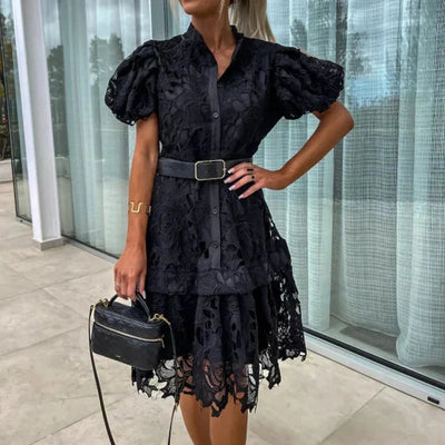 Spitzenkleid mit Puffärmeln | Eleganz & Verspieltheit | Taillierte Passform