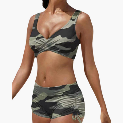 Twist-Bikini-Top mit Shorts - Damen Zweiteiler für den Sommer