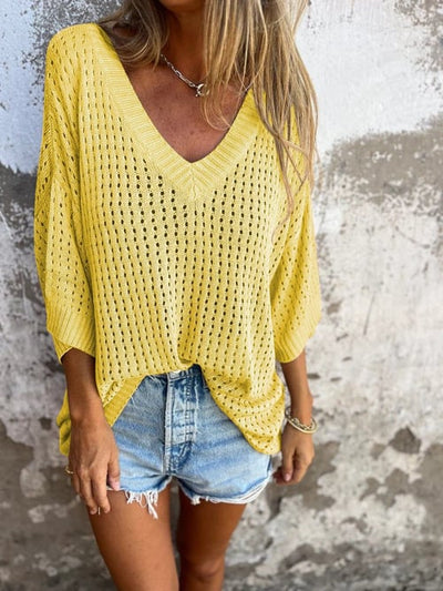 Sommer Pullover mit V-Ausschnitt