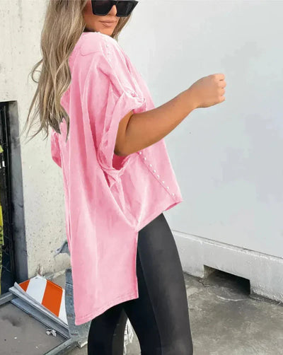 Oversize-Shirt mit Nieten | Rundhals | Urbaner Look