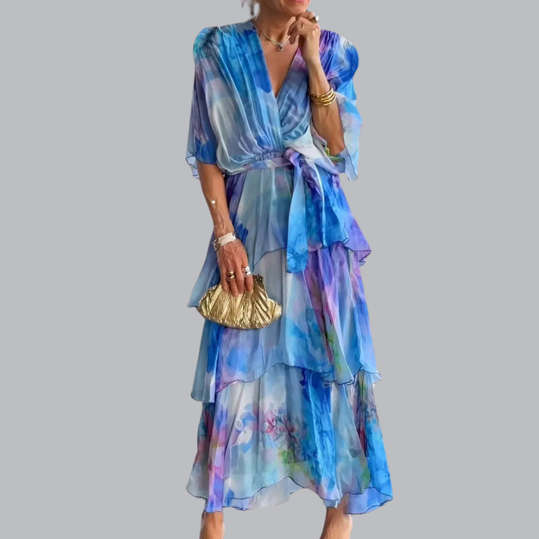 Viktoria™ | Lagen-Maxikleid mit Taillenschleife in mehreren Designs