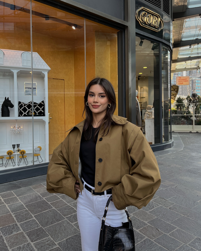 Yvana | Cropped Trenchjacke Mit Volumenärmeln