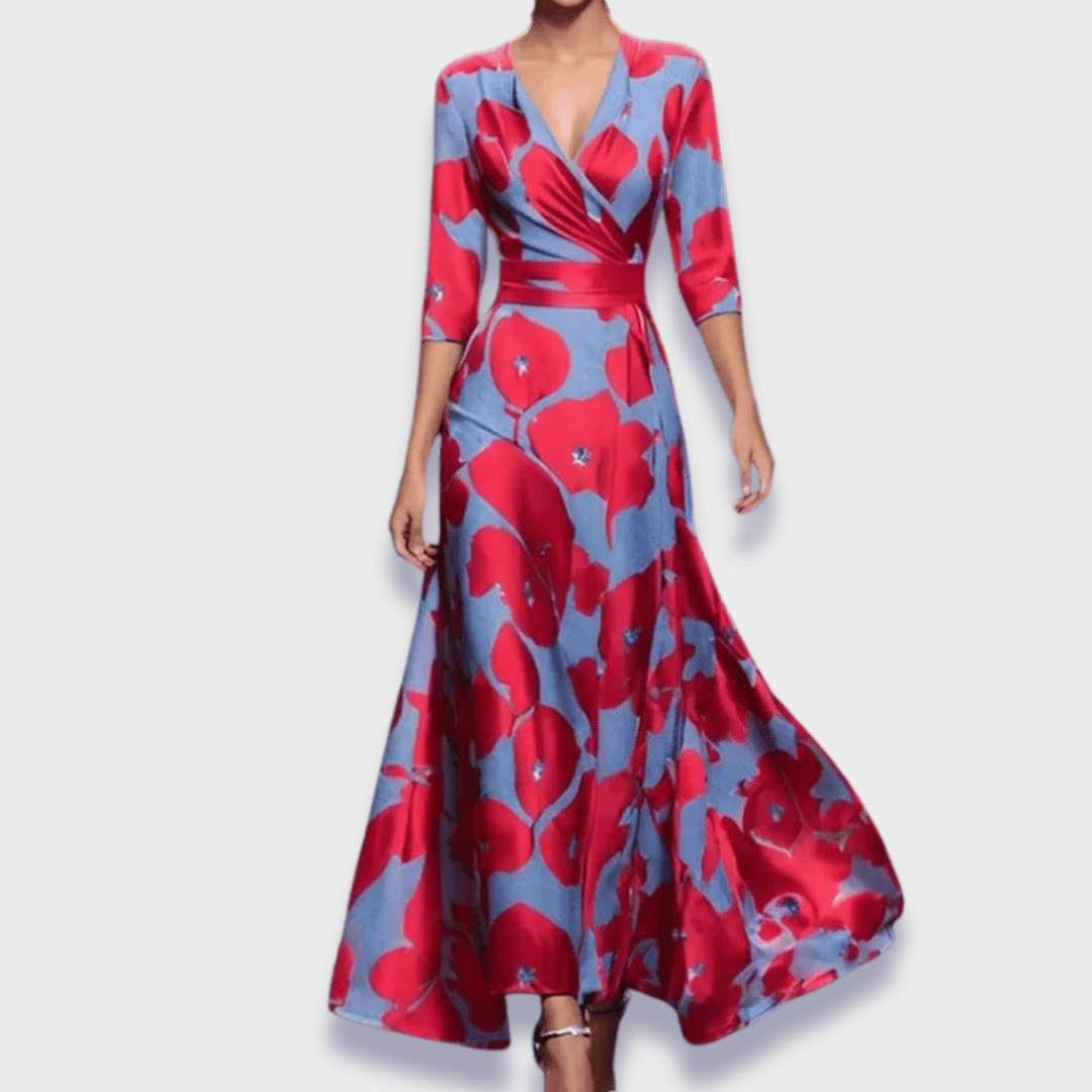 Stefanie | Elegantes Maxikleid mit Premium-Blumenstoff